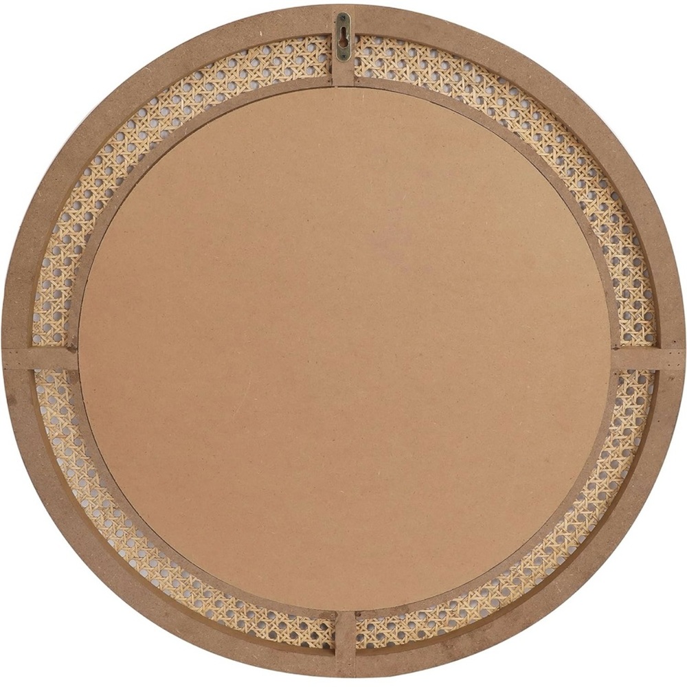 NEW West Elm Large Round Mirror Wicker Rattan Boho Wall Hanging Decor - 24” Diam - Picture 4 of 9